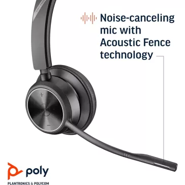   Plantronics Poly Savi 7310 Ultra-Biztonságos Vezeték Nélküli DECT Fejhallgató, Zajszűrő Mikrofonnal, Fekete