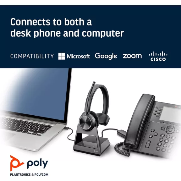 Plantronics Poly Savi 7310 Ultra-Biztonságos Vezeték Nélküli DECT Fejhallgató, Zajszűrő Mikrofonnal, Fekete Plantronics Poly Savi 7310 Ultra-Biztonságos Vezeték Nélküli DECT Fejhallgató, Zajszűrő Mikrofonnal, Fekete