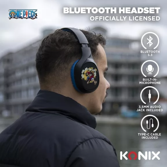 Konix One Piece Vezeték Nélküli Bluetooth 5.3 Fejhallgató, 30 Óra Zenelejátszás, 3,5 mm Jack Kábel, 40 mm Hangszórók, Luffy Motívum Konix One Piece Vezeték Nélküli Bluetooth 5.3 Fejhallgató, 30 Óra Zenelejátszás, 3,5 mm Jack Kábel, 40 mm Hangszórók, Luffy Motívum