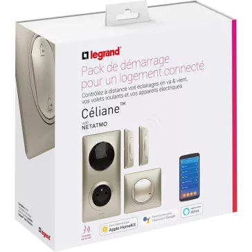   Legrand Céliane Netatmo LEG67691 Okos Otthon Kezdőkészlet, Wi-Fi 2,4 GHz, Univerzális Dimmer 2 × 400 VA, IP66, Mechanikus Nyomókapcsoló