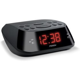   Mooov 477003 FM rádiós ébresztőóra dupla ébresztéssel, fekete