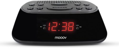 Mooov 477003 FM rádiós ébresztőóra dupla ébresztéssel, fekete