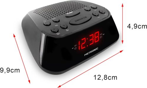 Mooov 477003 FM rádiós ébresztőóra dupla ébresztéssel, fekete