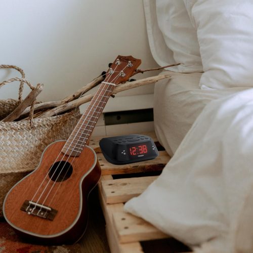 Mooov 477003 FM rádiós ébresztőóra dupla ébresztéssel, fekete