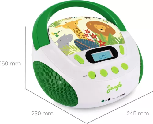 mooov Ocean Gyermek CD/MP3 Lejátszó USB-vel, 6W, Zöld/Fehér