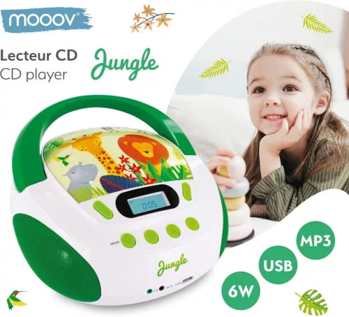 mooov Ocean Gyermek CD/MP3 Lejátszó USB-vel, 6W, Zöld/Fehér