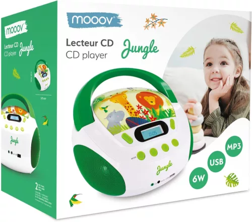 mooov Ocean Gyermek CD/MP3 Lejátszó USB-vel, 6W, Zöld/Fehér