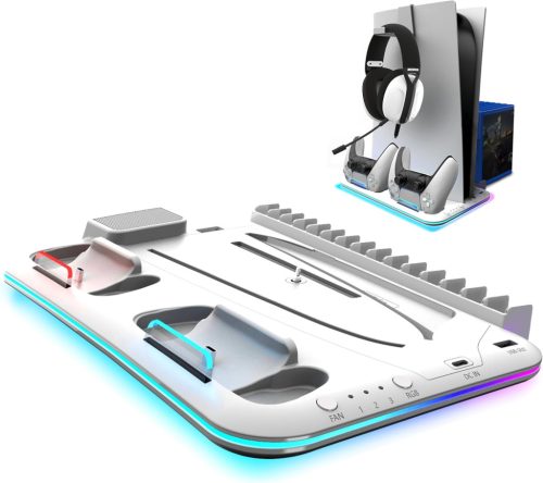 AKUMA Cyber A01 Multifunkciós PS5 Állvány Ventilátorral és RGB Fénnyel