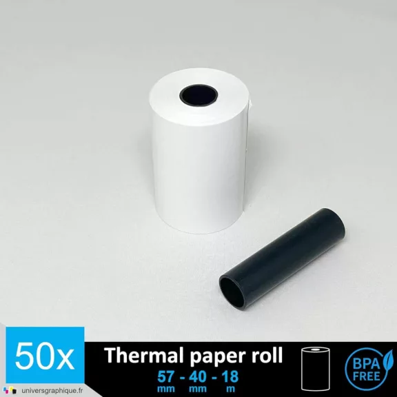 Univers Graphique UGR02-50 Hőpapír Tekercs, 57x40x12, 55 g/m², Speciális Bevonat, BPA Mentes, Biológiailag Lebomló, Újrahasznosítható, Fehér, 50 Darab Univers Graphique UGR02-50 Hőpapír Tekercs, 57x40x12, 55 g/m², Speciális Bevonat, BPA Mentes, Biológiailag Lebomló, Újrahasznosítható, Fehér, 50 Darab