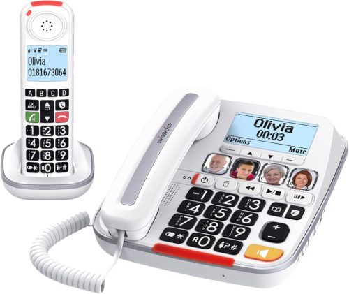 SWISSVOICE Xtra 3355 Időseknek Szánt Nagygombos Telefon Vezetékes és Vezeték Nélküli Kézibeszélővel
