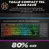 THE G-LAB Keyz Caesium TKL Membrán Gaming Billentyűzet, 87 Gomb, TKL, RGB Háttérvilágítás 11 Effekt, 7 Szín, 5 Profil, USB, Fekete