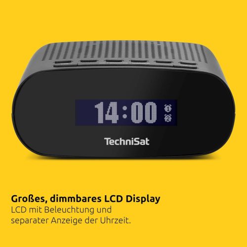 TechniSat Techniradio 50 Digitális Rádió és Ébresztőóra, DAB+, FM, Nagy LCD Kijelző, Két Ébresztési Időpont, Beépített Fejhallgató Kimenet, USB Tápellátás