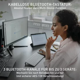   CHERRY KW 7100 MINI BT Vezeték Nélküli Billentyűzet, Multi 3 Bluetooth Csatornával, Rózsaszín, Német kiosztás