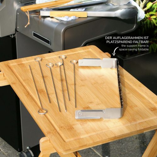 BBQ 6 Darabos, Rozsdamentes Acél Grill Saslik Tartóval