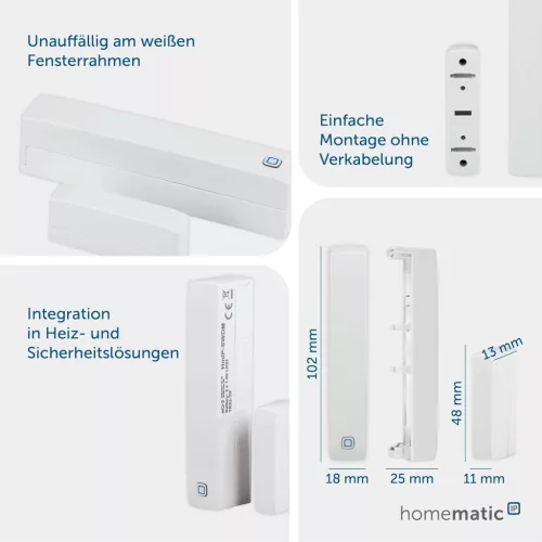 Homematic IP 151363A0 HmIP-SWDM Ablakérintkező Smart 10.2x2.5x1.8 cm