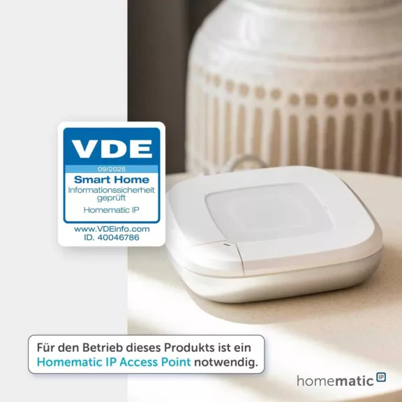 Homematic IP Smart Home Fali Termosztát HmIP-WTH-1, Páratartalom Érzékelő, Radiátor És Padlófűtés, LED Kijelző, Programozható, App, Érintés, Hangvezérlés, Fehér