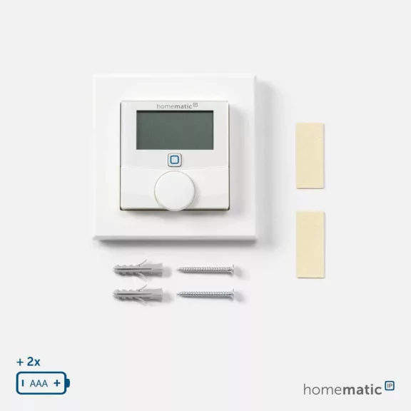 Homematic IP Smart Home Fali Termosztát HmIP-WTH-1, Páratartalom Érzékelő, Radiátor És Padlófűtés, LED Kijelző, Programozható, App, Érintés, Hangvezérlés, Fehér