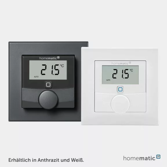 Homematic IP Smart Home Fali Termosztát HmIP-WTH-1, Páratartalom Érzékelő, Radiátor És Padlófűtés, LED Kijelző, Programozható, App, Érintés, Hangvezérlés, Fehér