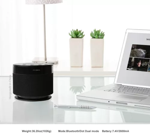 Swisstone Dotbox 1 Bluetooth Hangszóró, 15 W RMS, 2×2600 mAh Akkumulátor, 360° Surround Hangzás, Echo Dot Kompatibilis, IPX4, Fekete