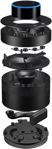 Swisstone Dotbox 1 Bluetooth Hangszóró, 15 W RMS, 2×2600 mAh Akkumulátor, 360° Surround Hangzás, Echo Dot Kompatibilis, IPX4, Fekete