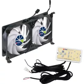  TITAN TTC-SC22 Lakókocsi Hűtő Dupla Ventilátor, 12V DC, 5.76W, 500–2600 RPM, 3000 L/perc, 28 dB, IP55, Kétgolyós Csapágy, Időzítő, Fordulatszám Szabályzó