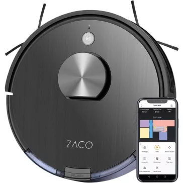   ZACO A10 Robotporszívó, 2 Az 1-Ben Funkció, 360° Lézer Navigáció, Okos Otthon Támogatás, Kárpit És Kemény Padló Tisztítás, 3 Szintű Térképezés, 120 Perc Üzemidő - Távirányító nélkül