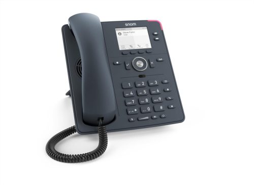 Snom D150 IP Asztali Telefon, 2 SIP Identitás, VoIP, Gigabit Ethernet, PoE Osztály 1, HD Hang, 2.8" Szürkeárnyalatos TFT LCD, Fekete