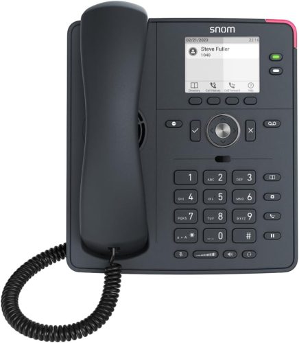 Snom D150 IP Asztali Telefon, 2 SIP Identitás, VoIP, Gigabit Ethernet, PoE Osztály 1, HD Hang, 2.8" Szürkeárnyalatos TFT LCD, Fekete