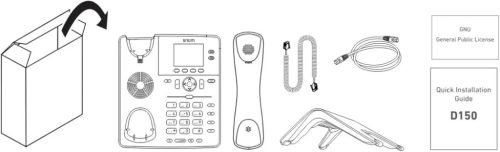 Snom D150 IP Asztali Telefon, 2 SIP Identitás, VoIP, Gigabit Ethernet, PoE Osztály 1, HD Hang, 2.8" Szürkeárnyalatos TFT LCD, Fekete