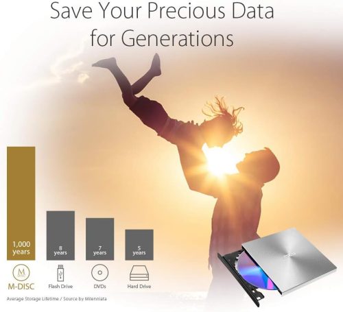 ASUS ZenDrive U9M 13,9 mm Külső 8X DVD Író M-DISC Támogatással USB 2.0 és Type-C