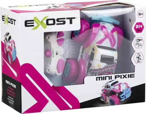 Exost Mini Pixie Távirányítós Autó, 2,4 GHz, Műanyag, 1:34 Méretarány, 8 km/h Sebesség, 25 m Hatótáv, 10 Perc Játékidő, 3xAAA, 2xAAA, Rózsaszín