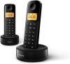 Philips D1602B Dupla Vezeték Nélküli Telefon 1.6" Kijelzővel