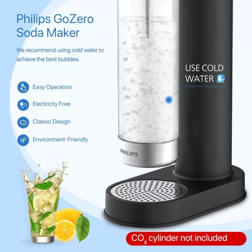Philips ADD4902 Szódagép, Rozsdamentes Acél, 1L PET Palack, Kompatibilis 60L CO2 Hengerrel