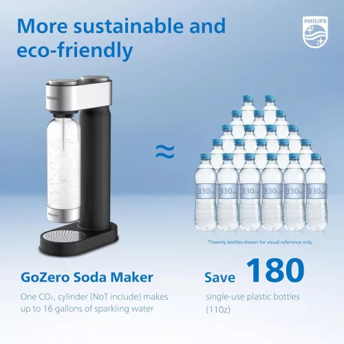 Philips ADD4902 Szódagép, Rozsdamentes Acél, 1L PET Palack, Kompatibilis 60L CO2 Hengerrel