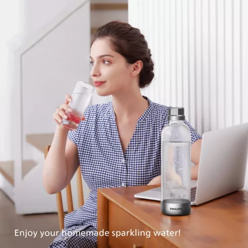 Philips ADD4902 Szódagép, Rozsdamentes Acél, 1L PET Palack, Kompatibilis 60L CO2 Hengerrel
