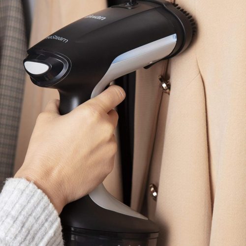 Swan SI12022N Hordozható Ruhagőzölő, Fekete, 1500W Teljesítmény, 300ml Vízkapacitás, 25g/perc Gőztermelés, Kerámia Bevonatú Gőzpanel, Szag- és Baktériumeltávolító