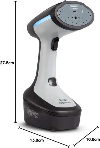 Swan SI12022N Hordozható Ruhagőzölő, Fekete, 1500W Teljesítmény, 300ml Vízkapacitás, 25g/perc Gőztermelés, Kerámia Bevonatú Gőzpanel, Szag- és Baktériumeltávolító