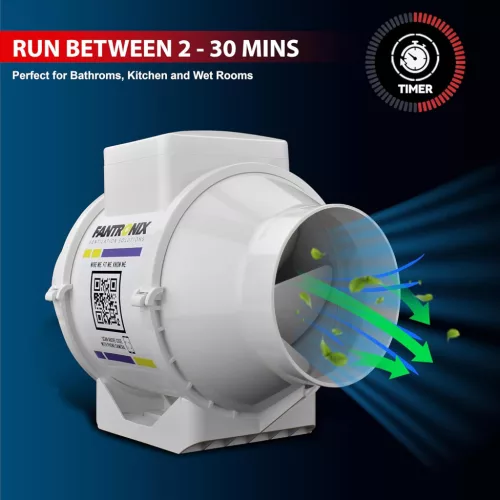 Fantronix 187 m³/h Magas Sebességű Fürdőszobai Szellőztető Ventilátor