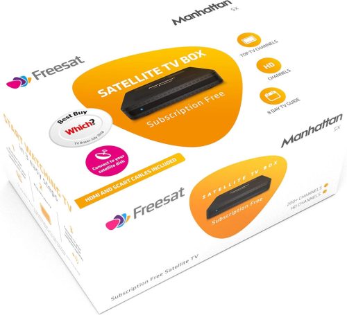 Manhattan SX Freesat HD Box, Fekete, 170+ Csatorna, 457g