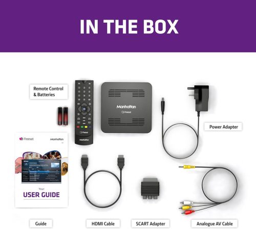 Manhattan SX Freesat HD Box, Fekete, 170+ Csatorna, 457g