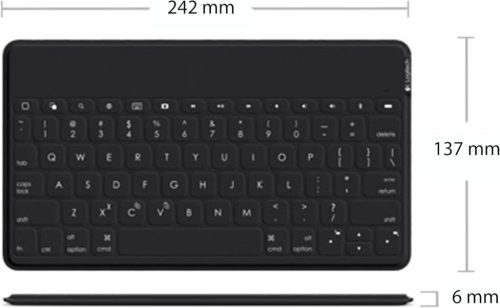 Logitech Keys-To-Go Vezeték Nélküli Tablet Billentyűzet, Bluetooth Csatlakozás, iOS, Apple TV, USB Töltés, Hosszú Üzemidő, Könnyű Kivitel, Fekete