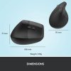 Logitech Lift Balkezes Ergonomikus Egér Bluetooth USB Vezeték nélküli