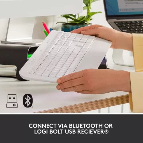 Logitech Signature K650 Vezeték Nélküli Billentyűzet, Csuklótámasz, Numerikus, BLE Bluetooth,, QWERTY UK, Fehér