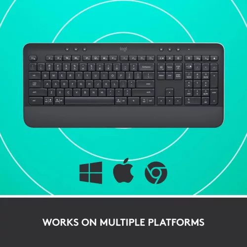 Logitech Signature K650 Vezeték Nélküli Billentyűzet, Csuklótámasz, Numerikus, BLE Bluetooth,, QWERTY UK, Fehér