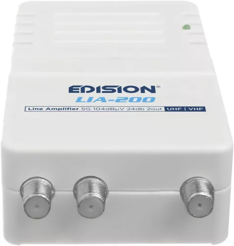 EDISION LIA-200 beltéri TV antenna erősítő UHF/VHF, állítható 12-24 dB, 104 dBmV, 5G LTE szűrővel