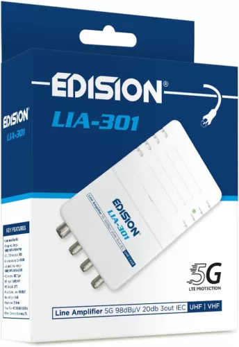Edision LIA-301 Beltéri TV Antenna Erősítő 5-20dB 98dBmV 5G LTE szűrővel