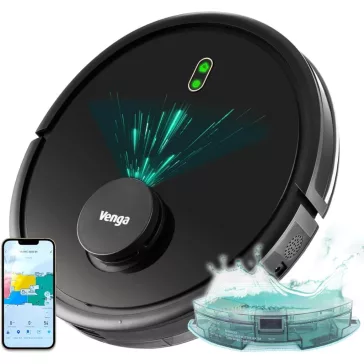   Venga! VG RVC 3002 BK Robotporszívó, Lézer Navigáció, Wi-Fi Kapcsolat, 2300 Pa Szívóerő, 6 Tisztítási Mód, 3200 mAh Akkumulátor, Fekete