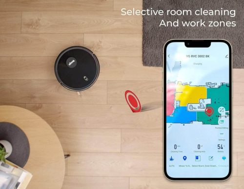 Venga! VG RVC 3002 BK Robotporszívó, Lézer Navigáció, Wi-Fi Kapcsolat, 2300 Pa Szívóerő, 6 Tisztítási Mód, 3200 mAh Akkumulátor, Fekete