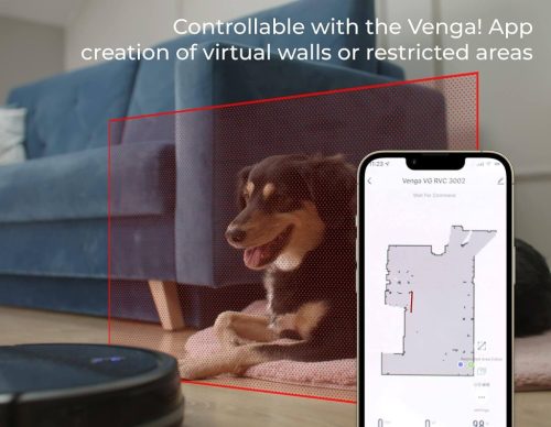 Venga! VG RVC 3002 BK Robotporszívó, Lézer Navigáció, Wi-Fi Kapcsolat, 2300 Pa Szívóerő, 6 Tisztítási Mód, 3200 mAh Akkumulátor, Fekete