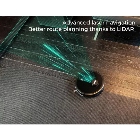Venga! VG RVC 3002 BK Robotporszívó, Lézer Navigáció, Wi-Fi Kapcsolat, 2300 Pa Szívóerő, 6 Tisztítási Mód, 3200 mAh Akkumulátor, Fekete